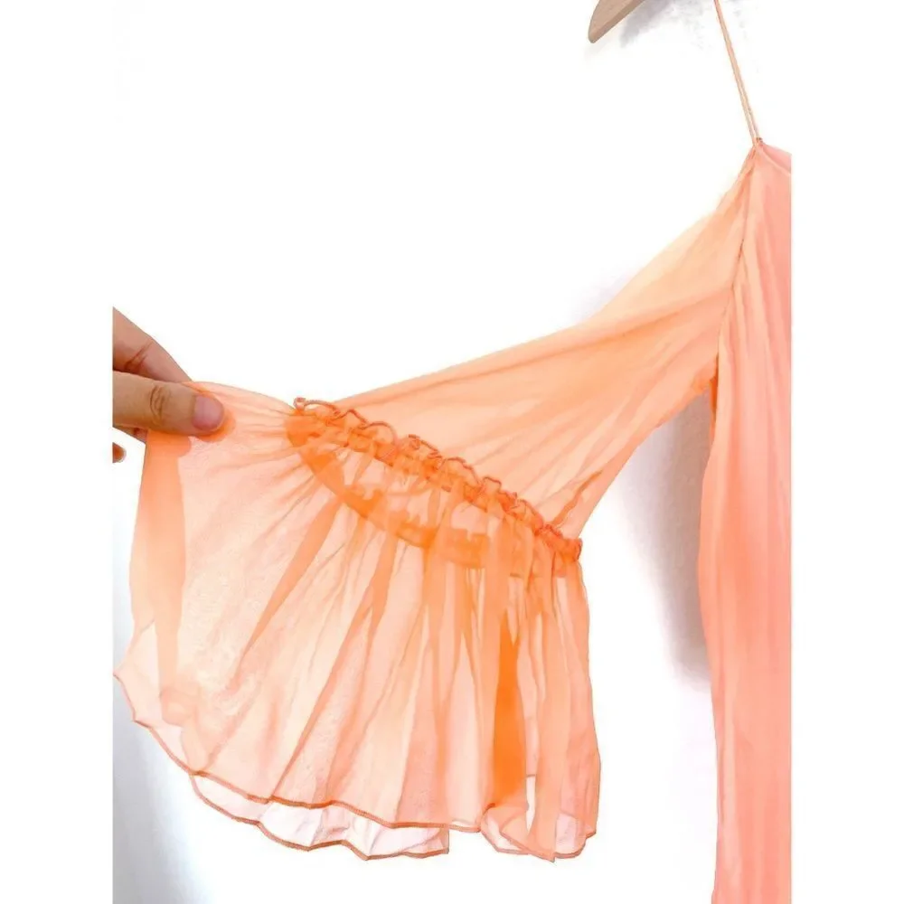Alice + Olivia Ilaria 100% silk Dress in Peach